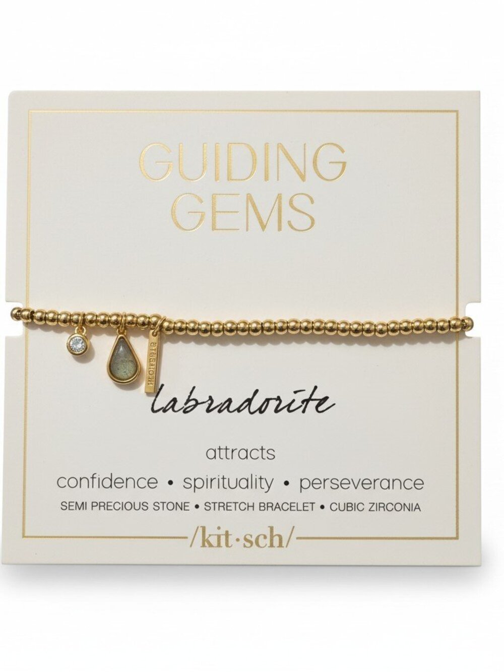 Kitsch Gold Tone Guiding Gems Labradorite Beaded Bracelet